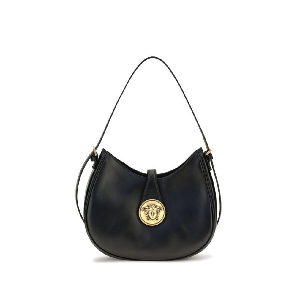 Versace Women Small Emblème Hobo Lambskin Shoulder Bag